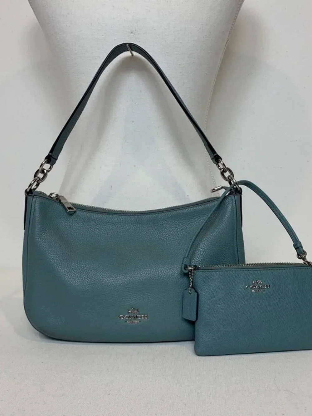 Coach blue leather shoulder bag